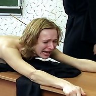 Brutal naked caning for pretty girl in tears - deep stripes and welts